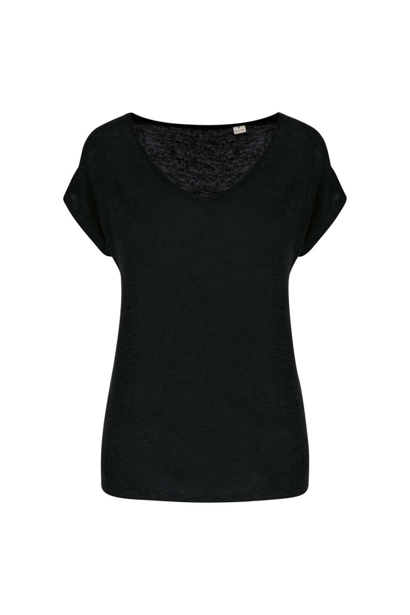 LADIES' V-NECK LINEN T-SHIRT