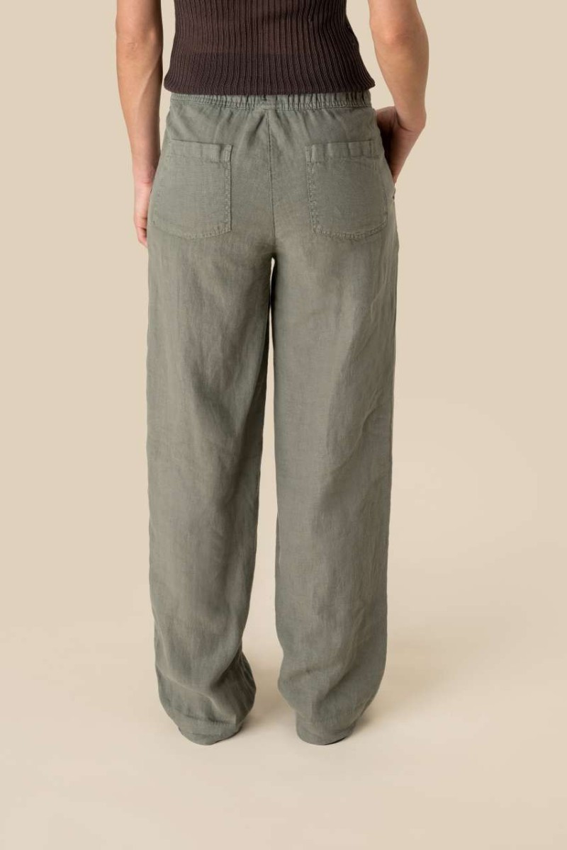 ECO-FRIENDLY LADIES' LINEN WASHED EFFECT TROUSERS