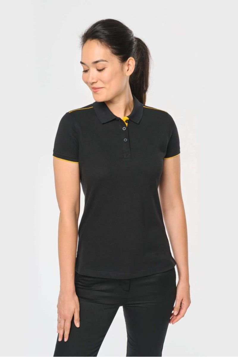 TRICOU POLO PENTRU FEMEI CU MÂNECĂ SCURTĂ, CONTRASTANT DAYTODAY