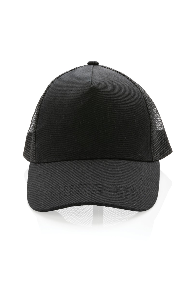 Impact AWARE™ Brushed rcotton 5 panel trucker cap 190gr