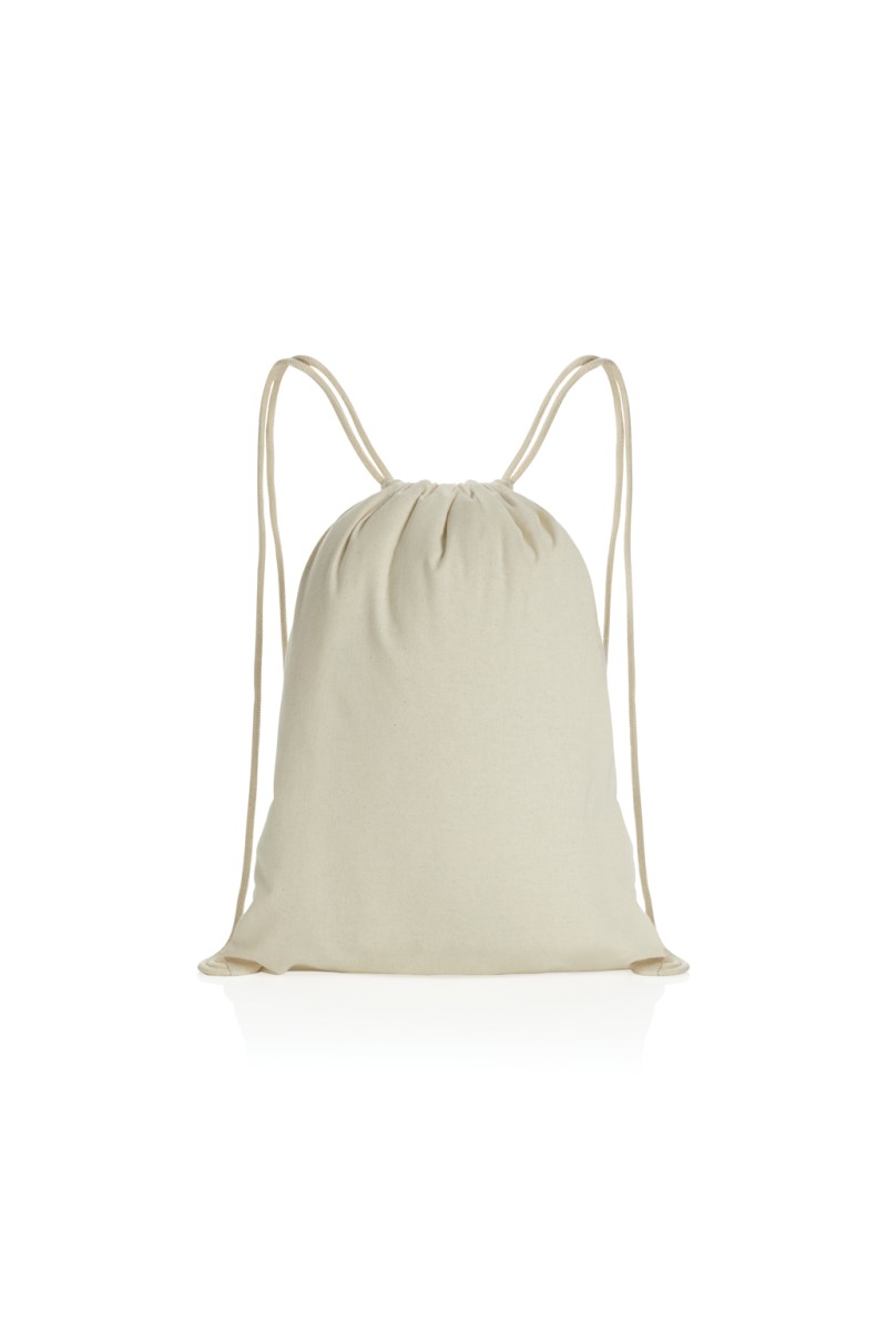 Impact AWARE™ recycled cotton drawstring backpack 145g