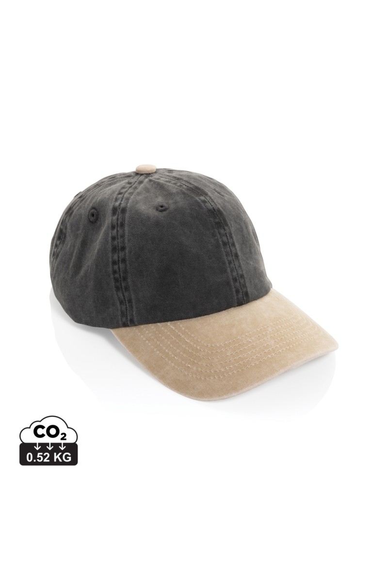 BEAU AWARE™ Washed 6 panel 270gsm cotton twill two tone cap