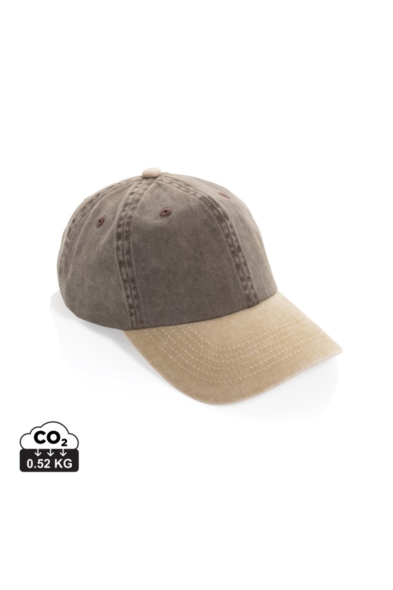 BEAU AWARE™ Washed 6 panel 270gsm cotton twill two tone cap
