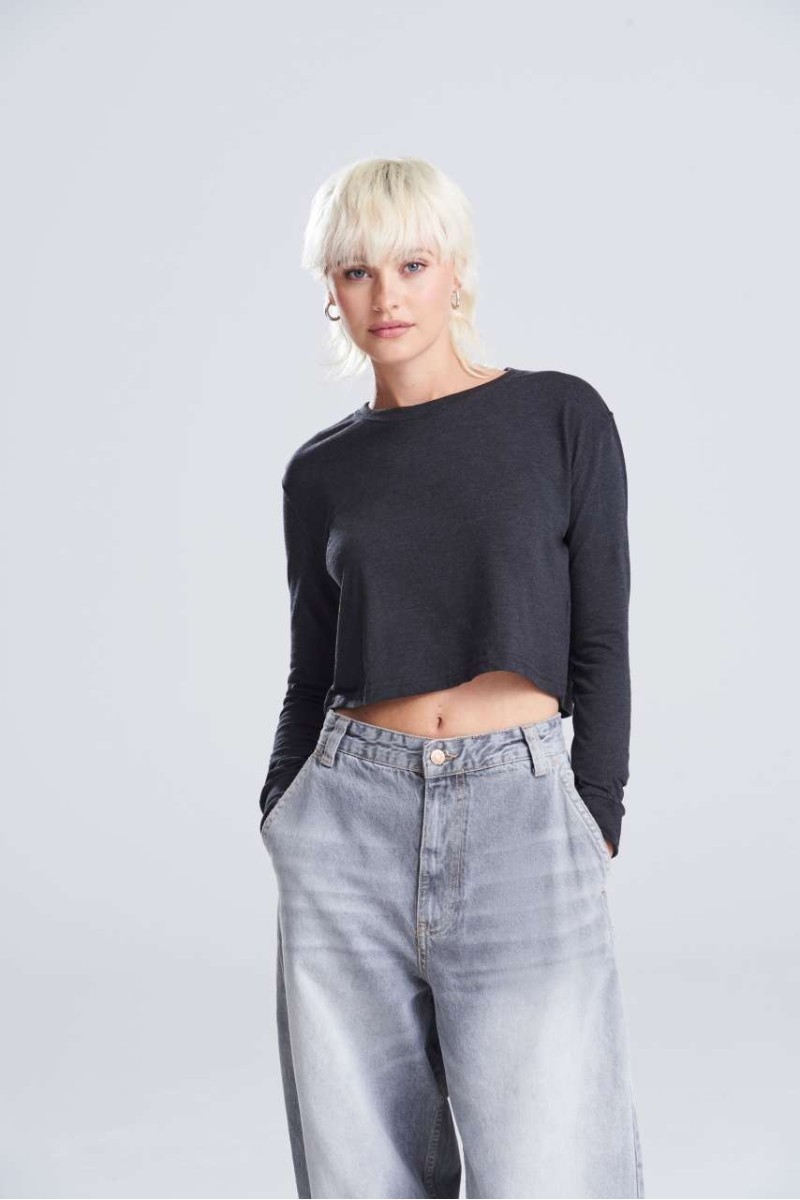 Tricou cu mânecă lungă scurtat pentru femei - Just Ts