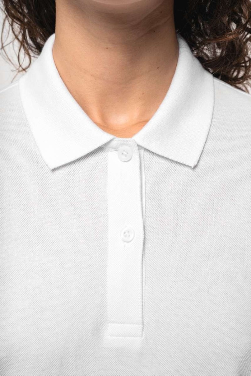Tricou polo organic piqué cu mâneci lungi pentru femei