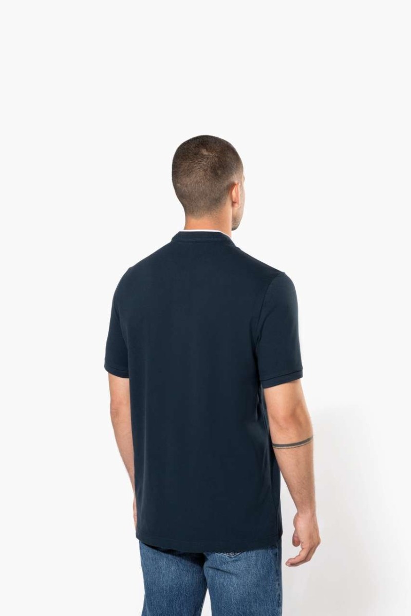 Tricou polo cu mâneci scurte și guler mandarin pentru bărbați