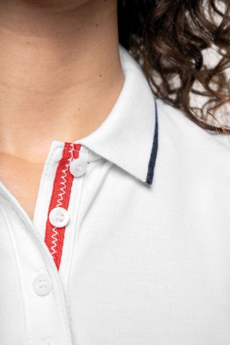 Tricou polo piqué tricotat cu mâneci scurte pentru femei
