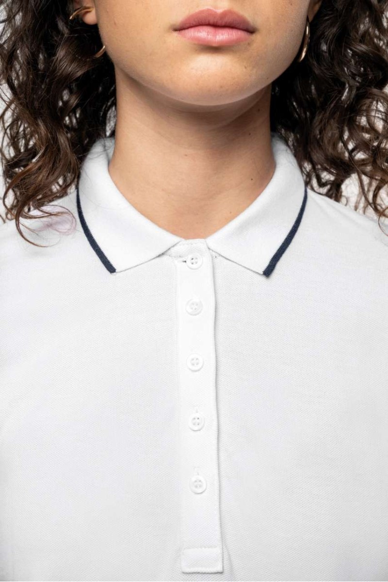 Tricou polo piqué tricotat cu mâneci scurte pentru femei