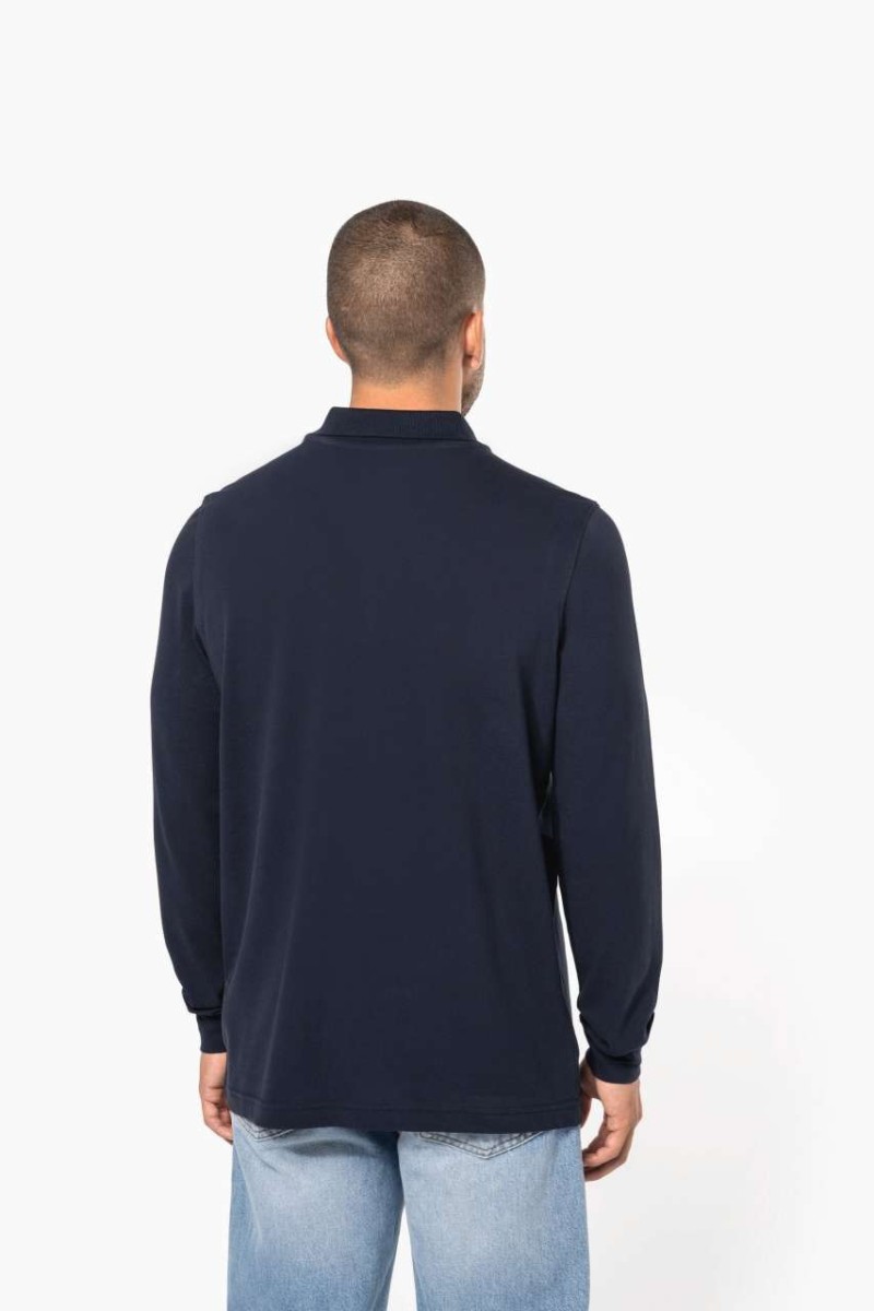 Tricou polo piqué cu mâneci lungi pentru bărbați
