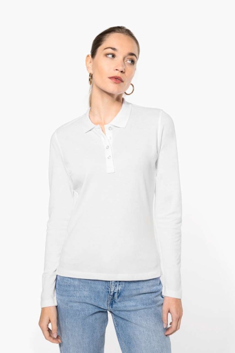Tricou polo piqué cu mâneci lungi pentru femei