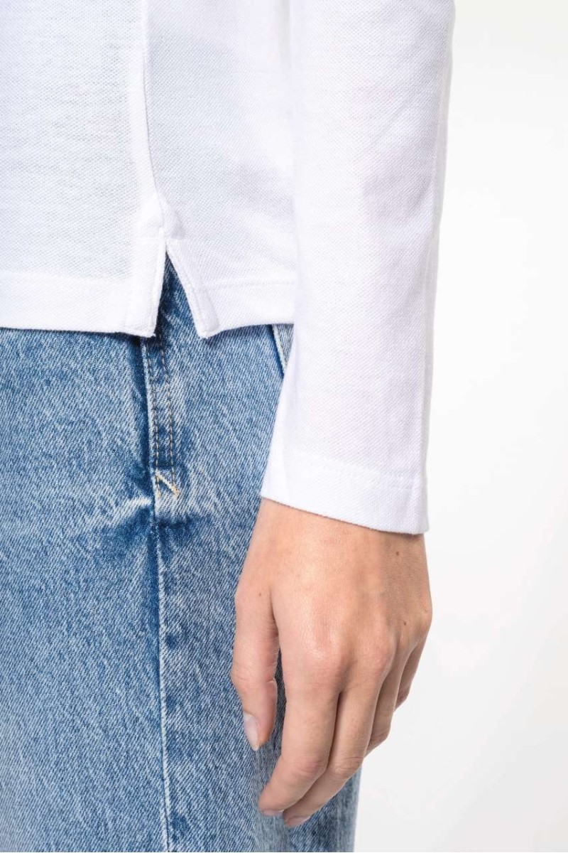 Tricou polo piqué cu mâneci lungi pentru femei