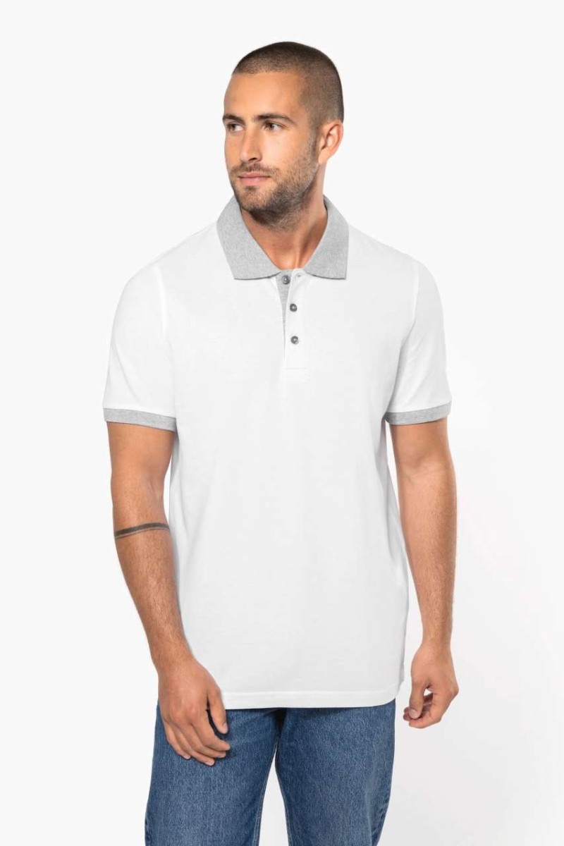 Tricou polo piqué bicolor pentru bărbați