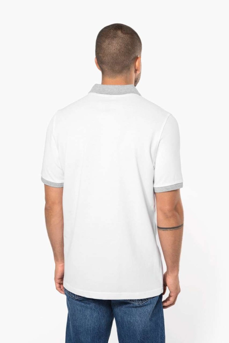 Tricou polo piqué bicolor pentru bărbați
