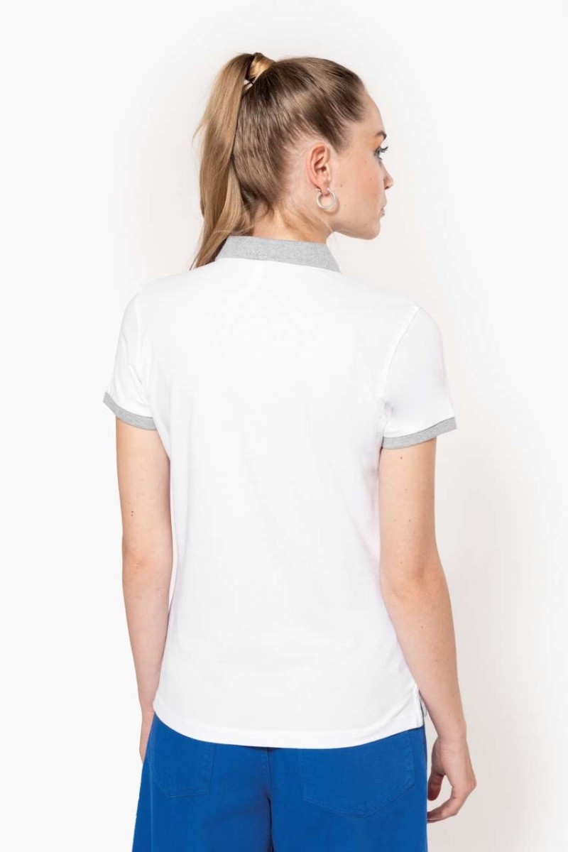 Tricou polo piqué bicolor pentru femei
