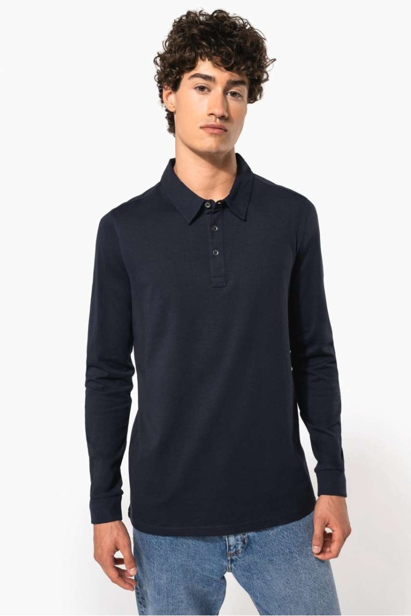 Tricou polo jersey cu mâneci lungi pentru bărbați