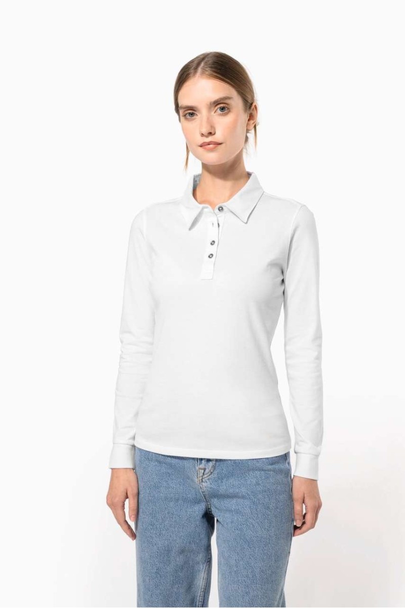 Tricou polo jersey cu mâneci lungi pentru femei