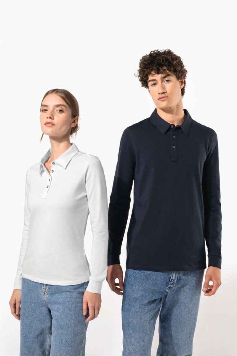 Tricou polo jersey cu mâneci lungi pentru femei