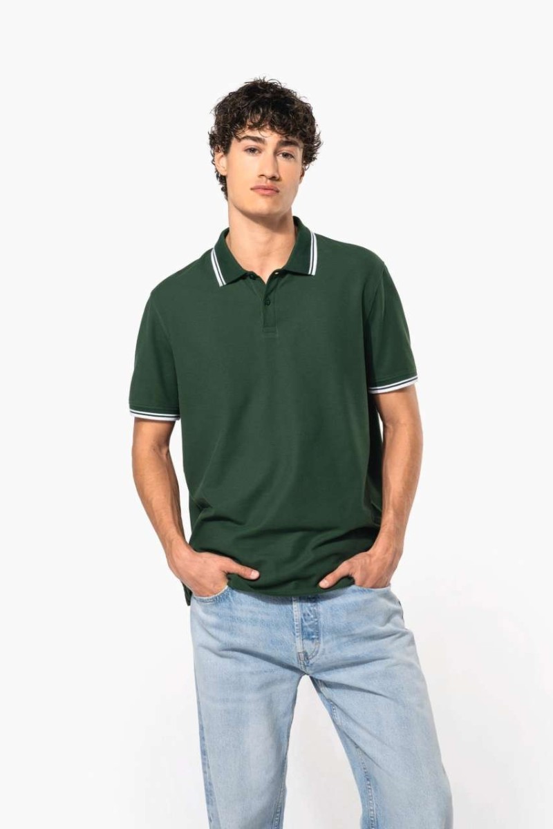 MEN'S SHORT-SLEEVED POLOSHIRT WITH CONTRASTING PIPING