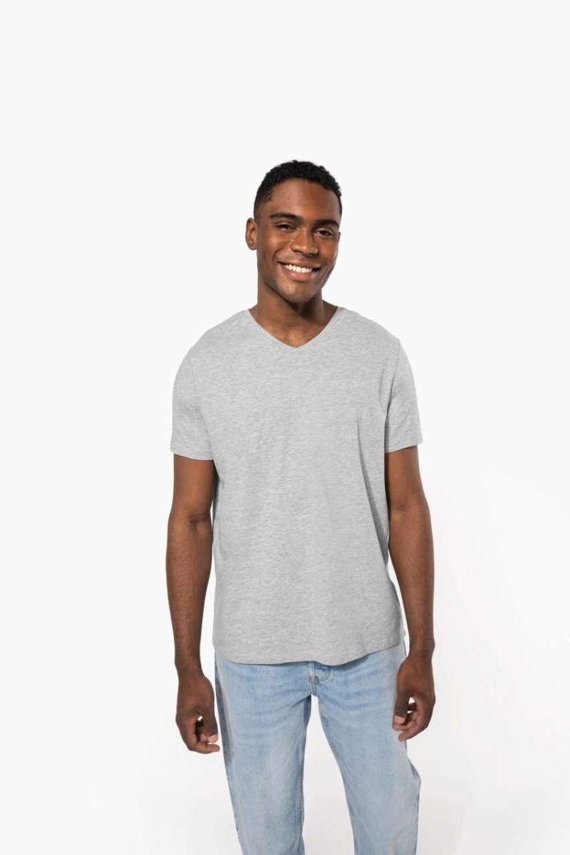 Tricou cu decolteu în V mânecă scurtă pentru bărbați