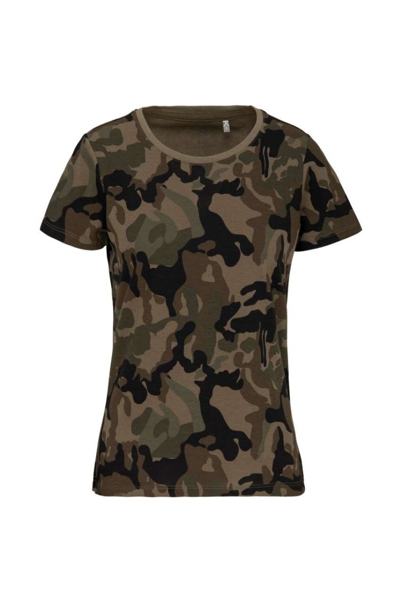 Tricou camo mânecă scurtă pentru femei