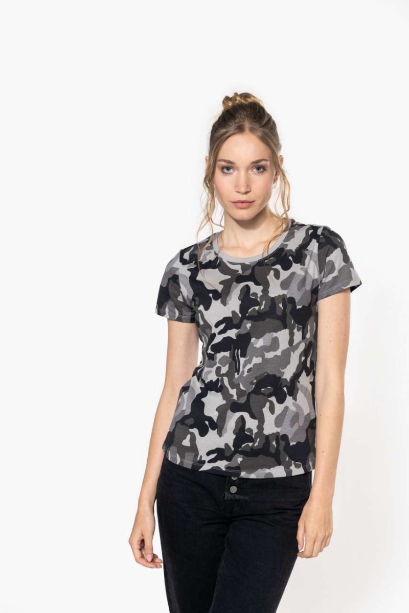 Tricou camo mânecă scurtă pentru femei