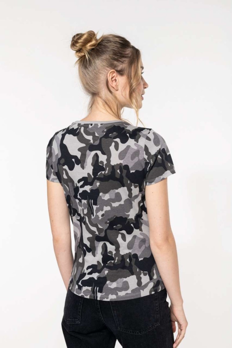 Tricou camo mânecă scurtă pentru femei