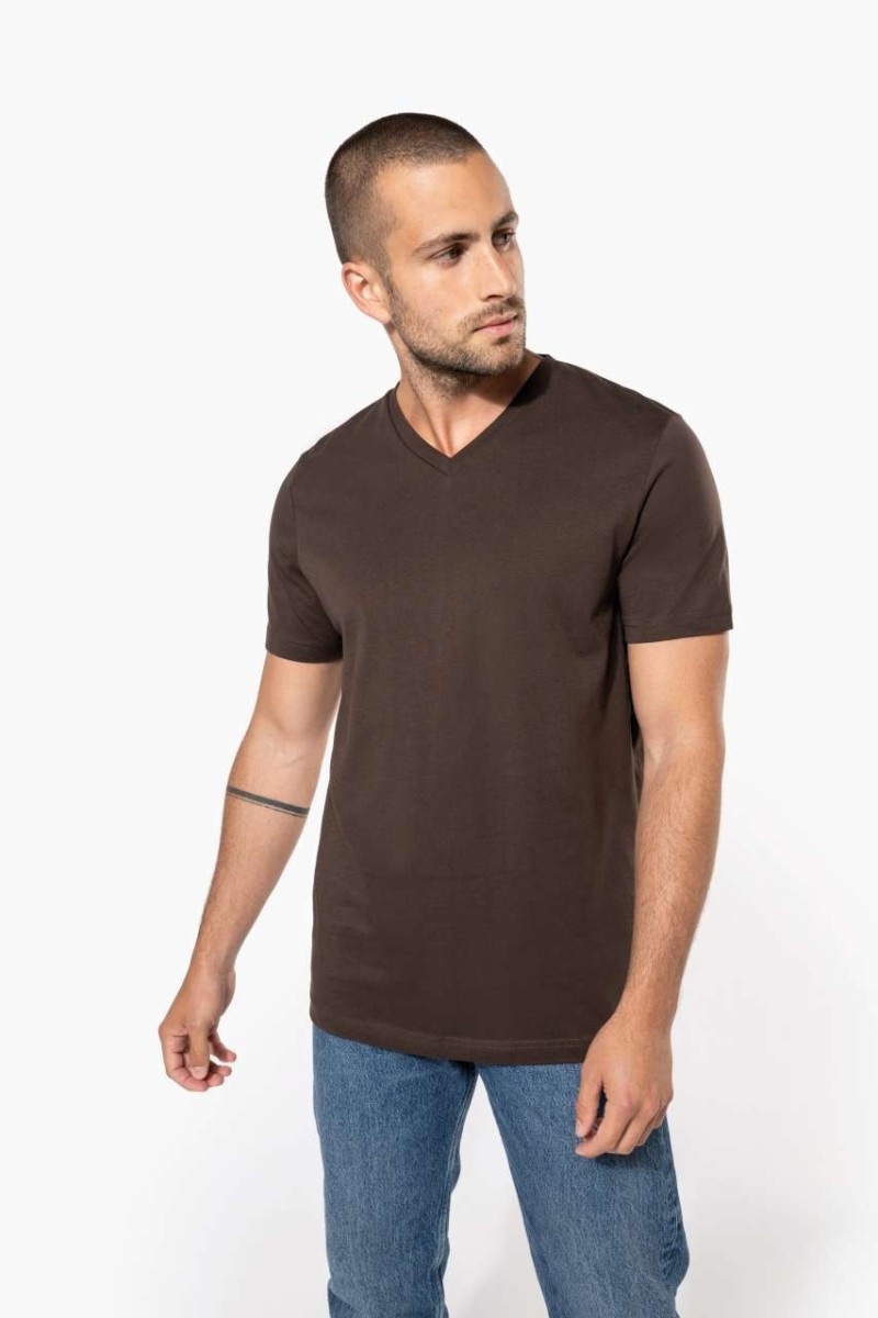 Tricou cu decolteu în V mânecă scurtă pentru bărbați