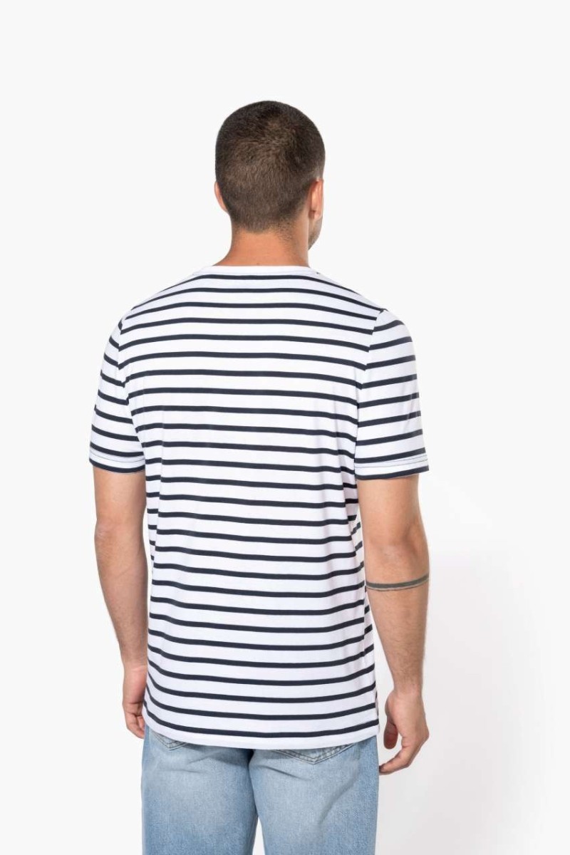 Tricou sailor cu dungi mânecă scurtă cu buzunar