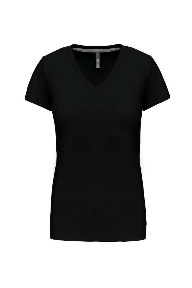Tricou cu mânecă scurtă și decolteu în V pentru femei