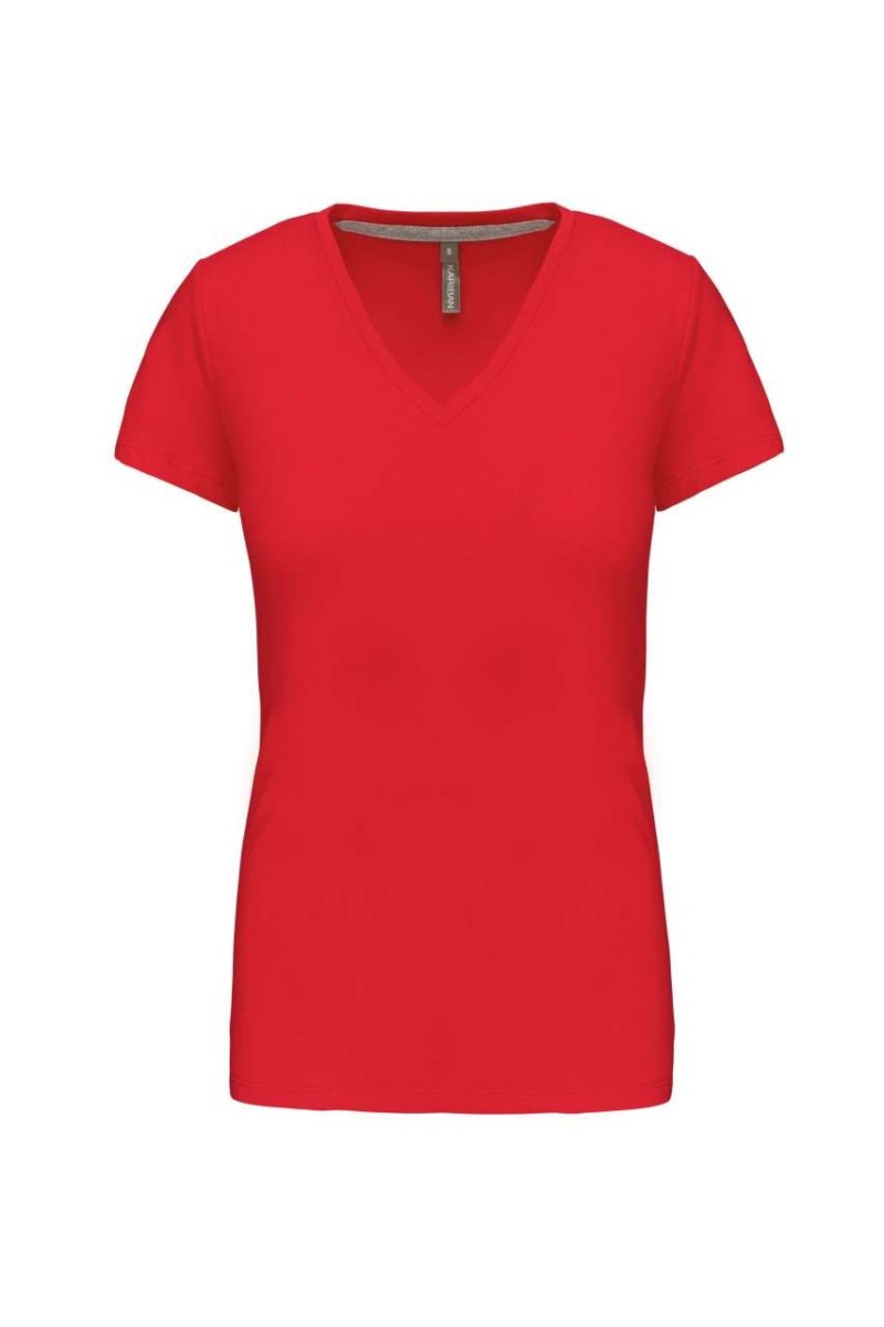 Tricou cu mânecă scurtă și decolteu în V pentru femei