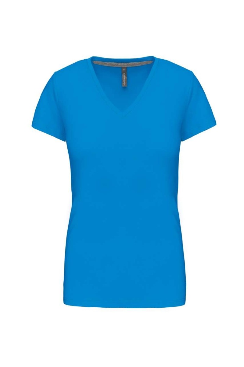 Tricou cu mânecă scurtă și decolteu în V pentru femei