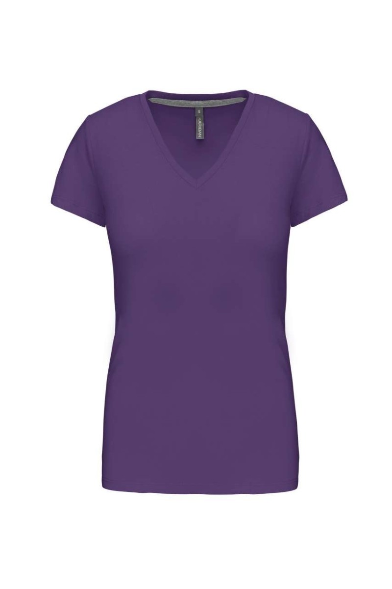 Tricou cu mânecă scurtă și decolteu în V pentru femei