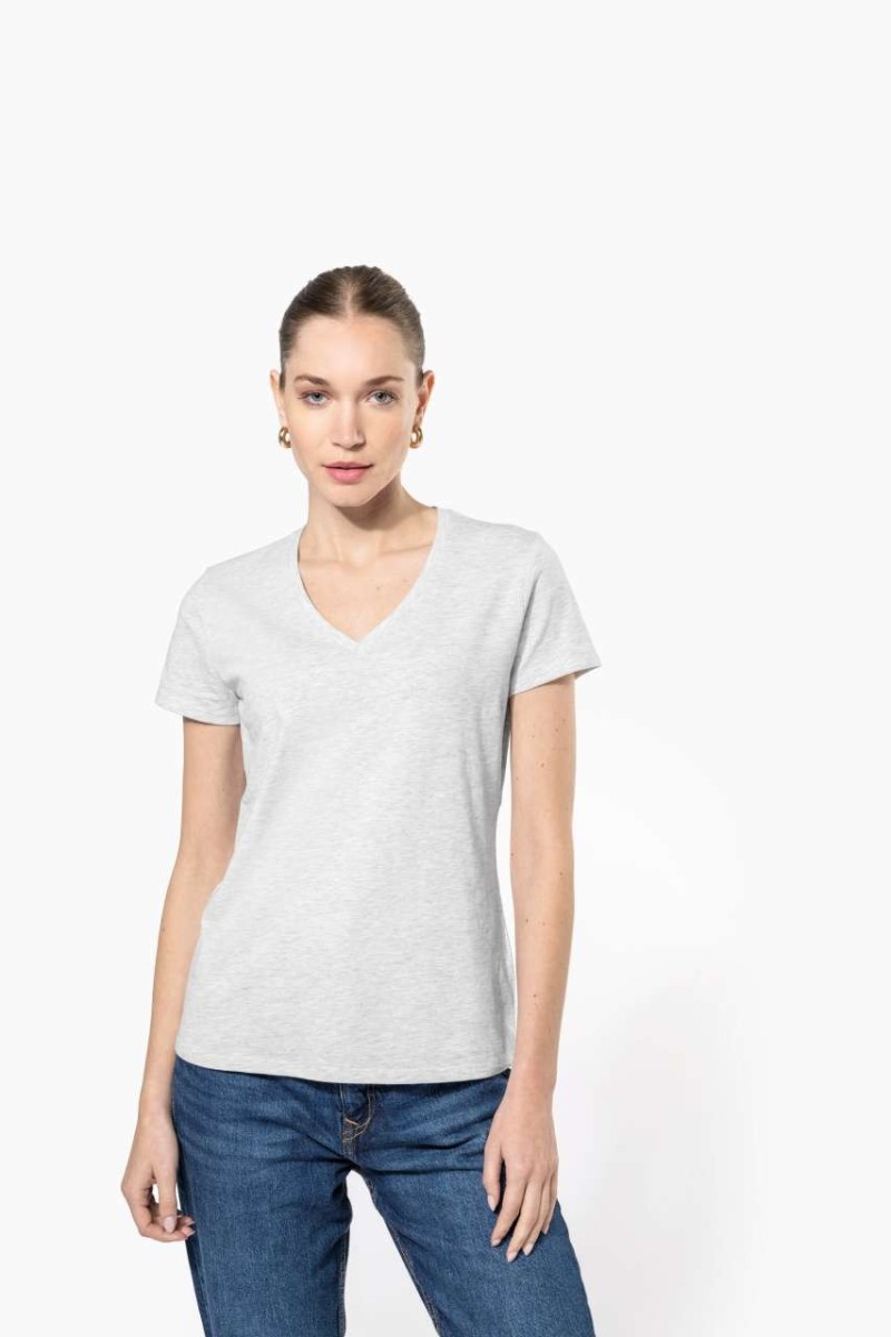 Tricou cu mânecă scurtă și decolteu în V pentru femei