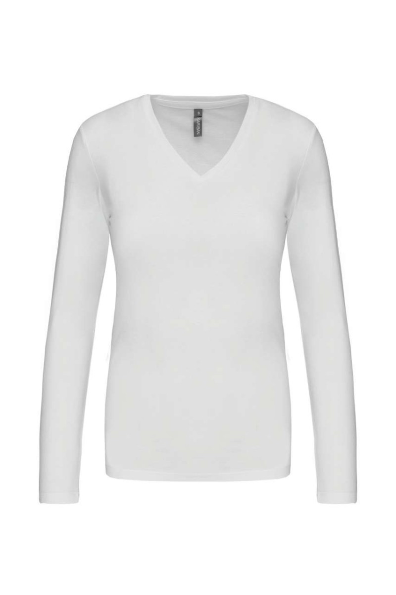 Tricou cu mânecă lungă și decolteu în V pentru femei