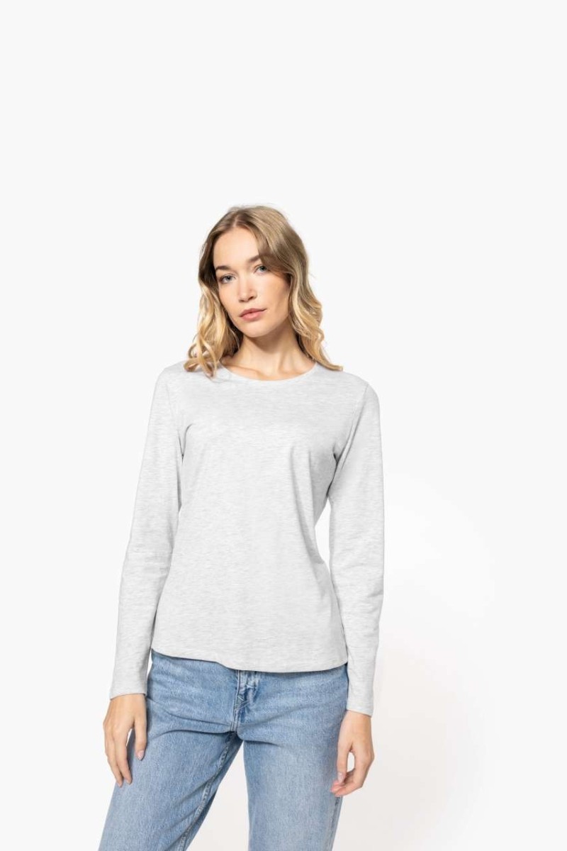 Tricou cu mânecă lungă și gât rotund pentru femei