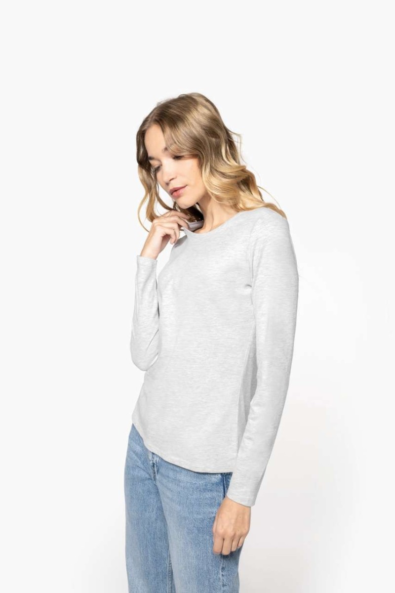 Tricou cu mânecă lungă și gât rotund pentru femei