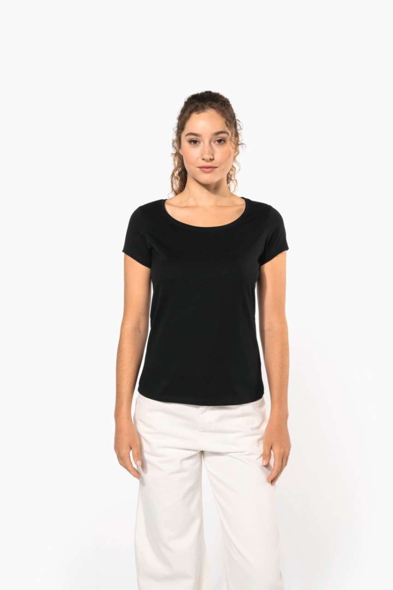 Tricou cu mânecă scurtă și decolteu barcă pentru femei