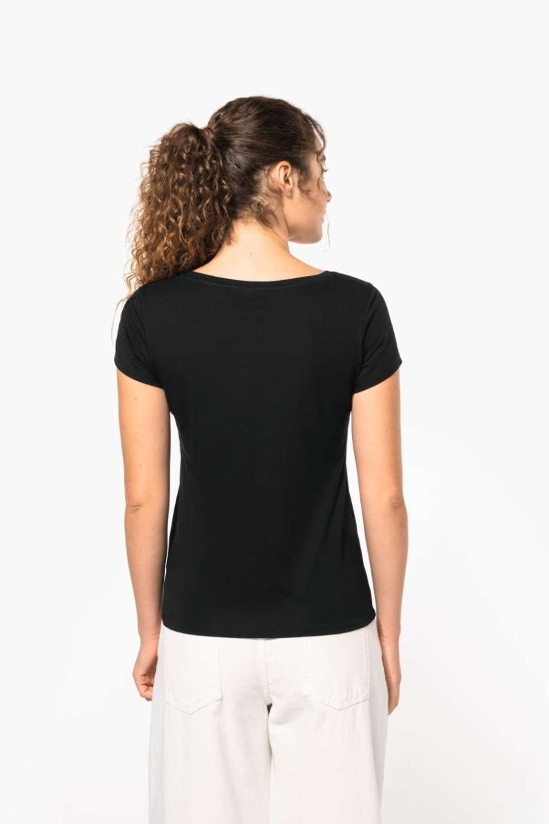 Tricou cu mânecă scurtă și decolteu barcă pentru femei