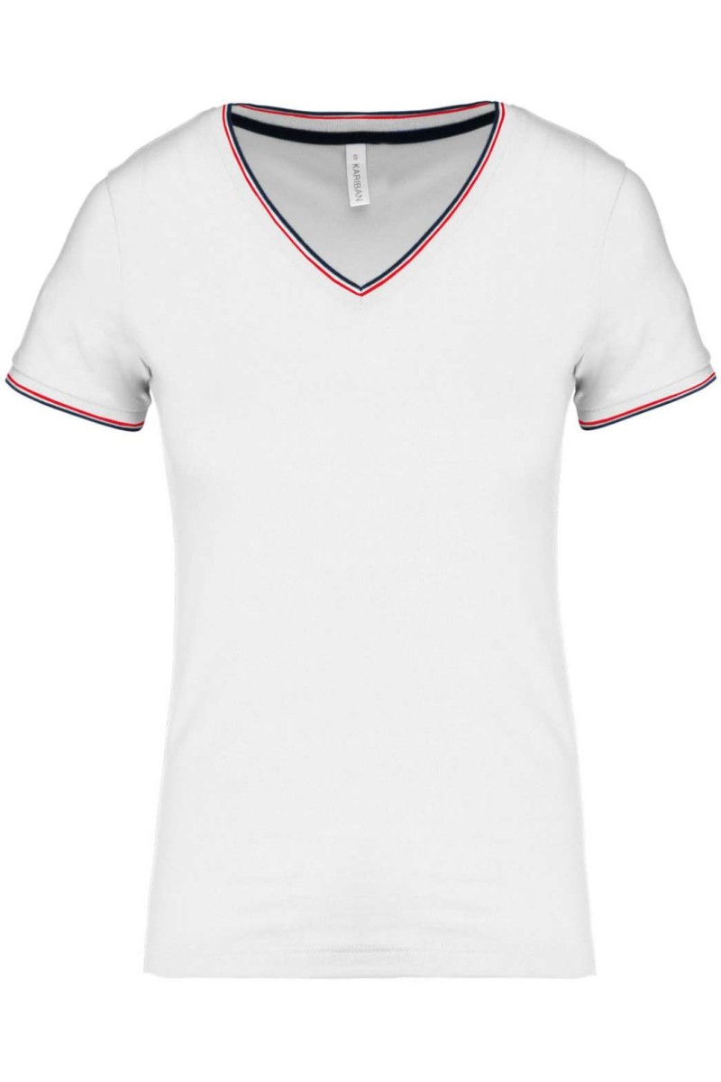LADIES' PIQUÉ KNIT V-NECK T-SHIRT