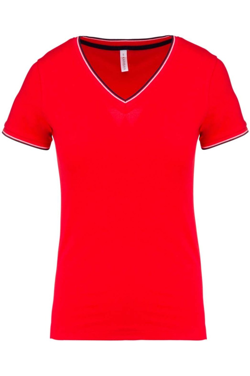 LADIES' PIQUÉ KNIT V-NECK T-SHIRT