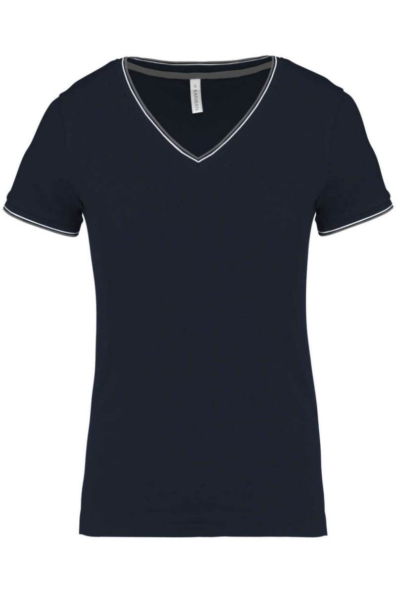 LADIES' PIQUÉ KNIT V-NECK T-SHIRT