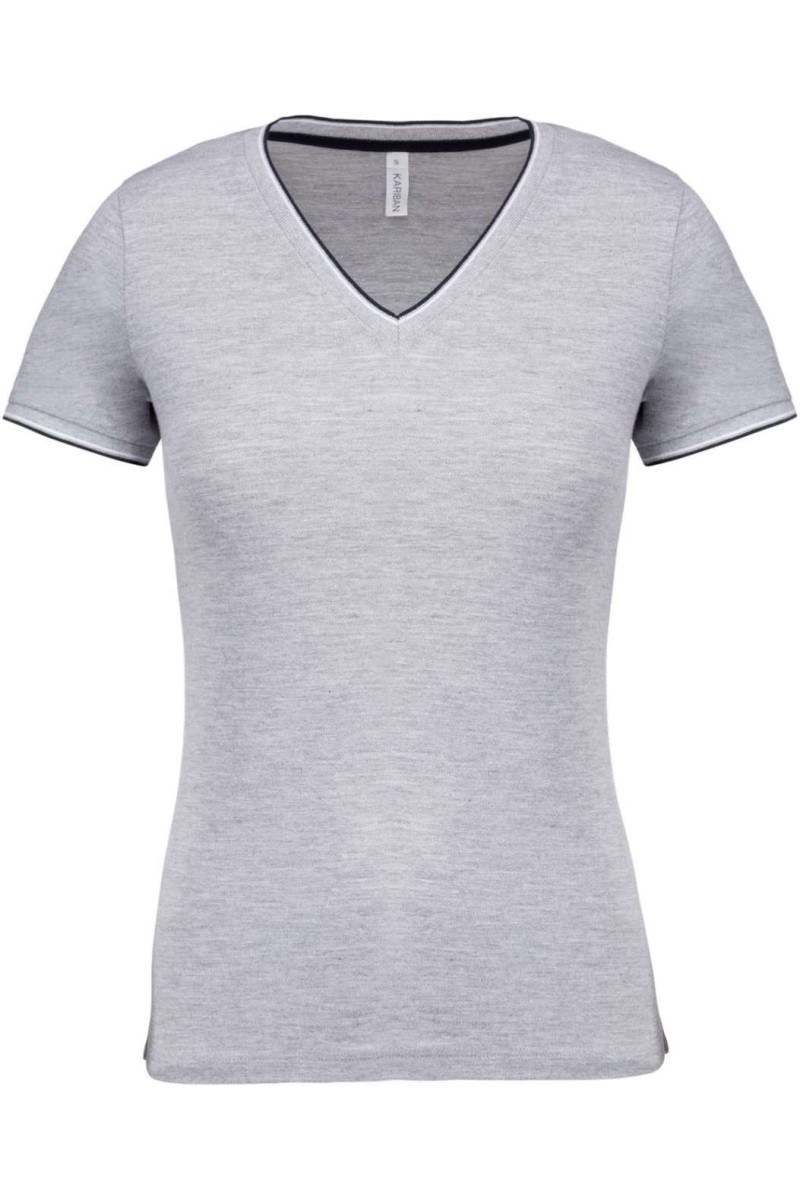 LADIES' PIQUÉ KNIT V-NECK T-SHIRT
