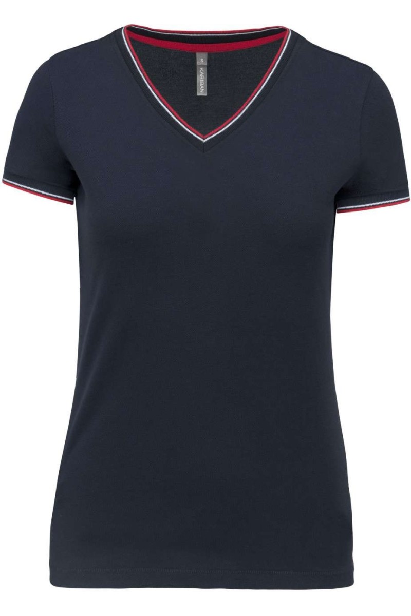 Tricou pique cu decolteu în V pentru femei
