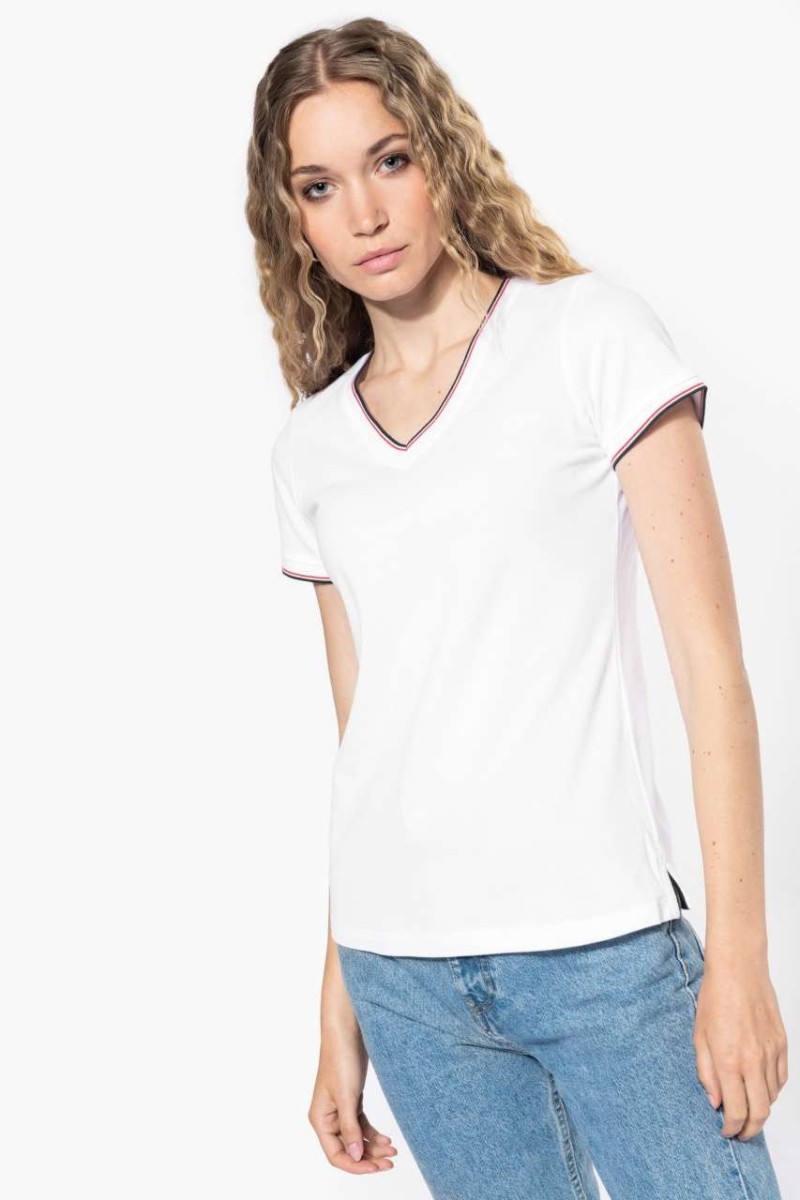 Tricou pique cu decolteu în V pentru femei