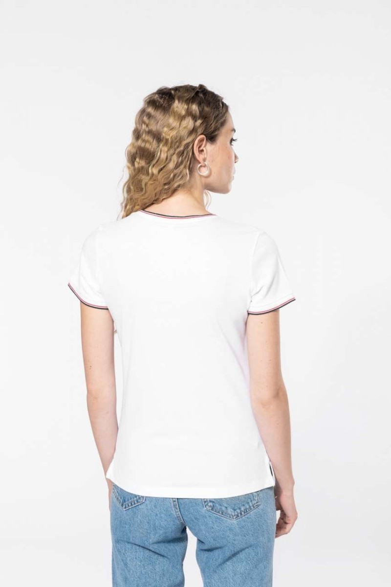 LADIES' PIQUÉ KNIT V-NECK T-SHIRT