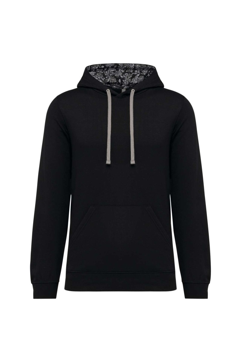 UNISEX CONTRAST PATTERNED HOODED SWEATSHIRT