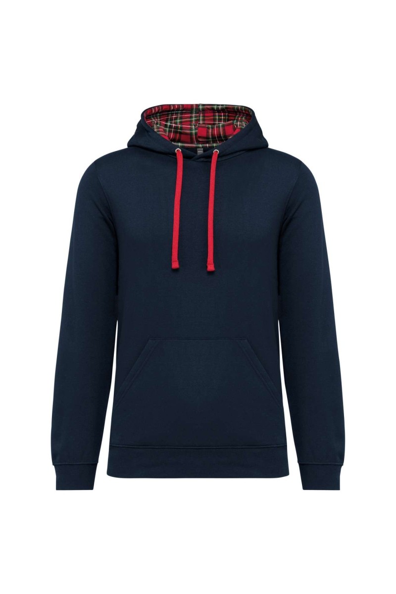 UNISEX CONTRAST PATTERNED HOODED SWEATSHIRT