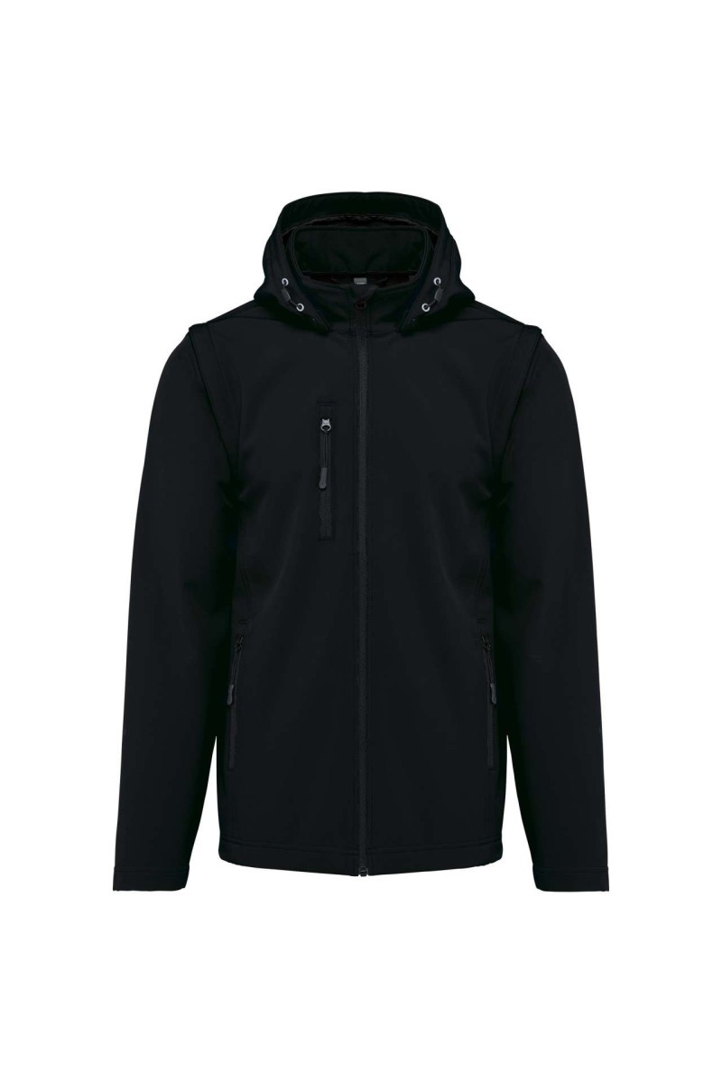 Jachetă softshell unisex 3 straturi cu glugă și mâneci detașabile