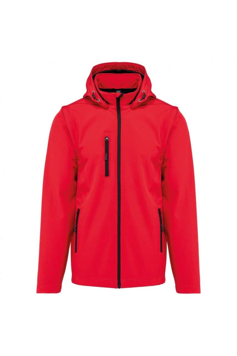 Jachetă softshell unisex 3 straturi cu glugă și mâneci detașabile