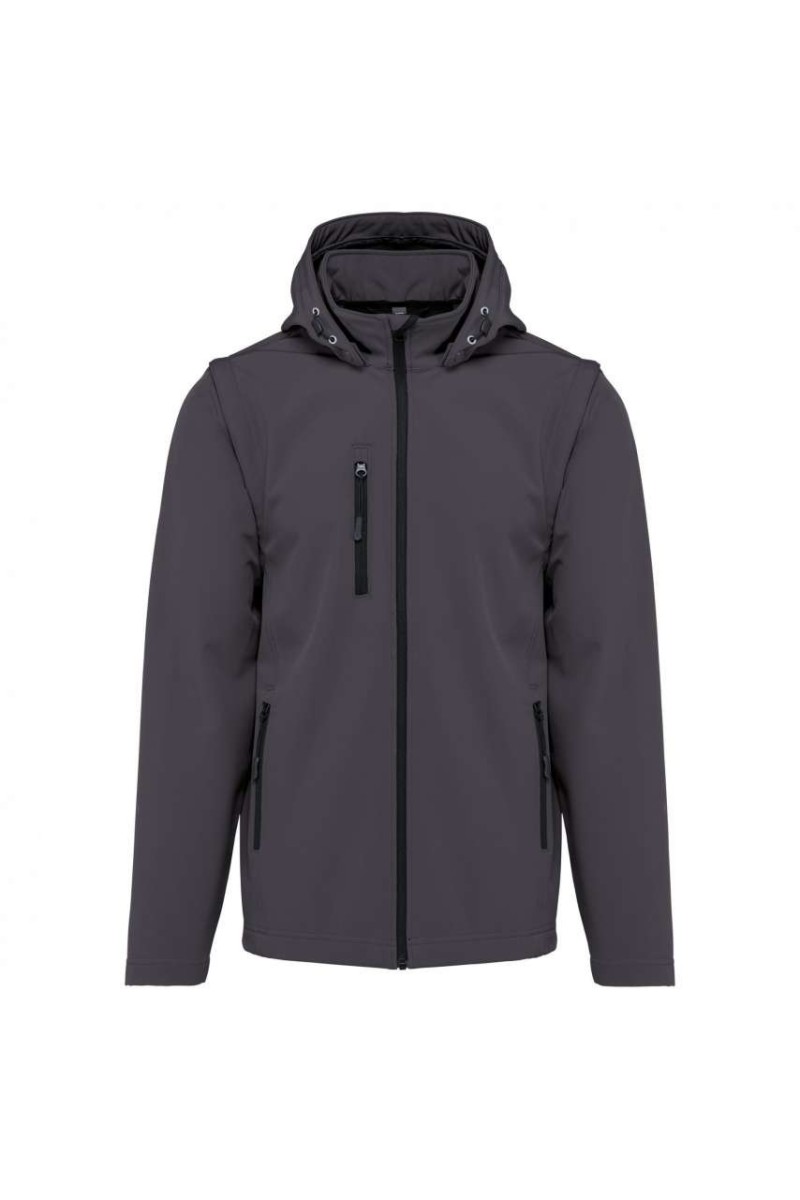 Jachetă softshell unisex 3 straturi cu glugă și mâneci detașabile